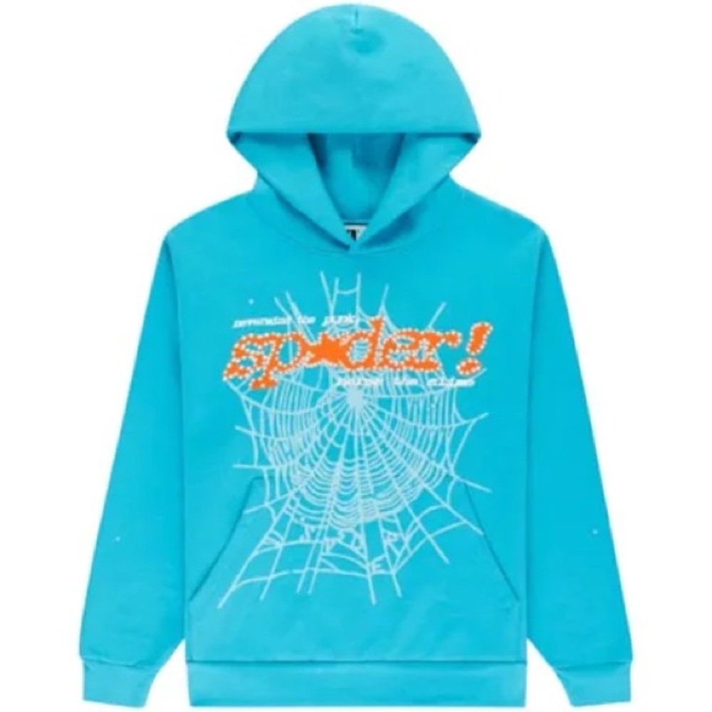 Sp5der hoodie cyan
